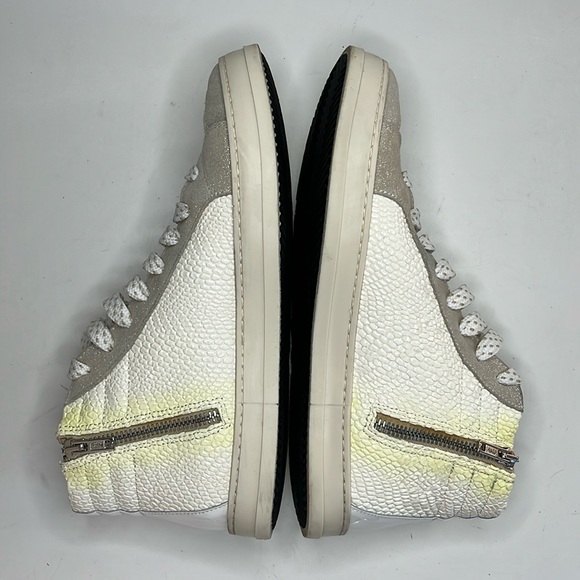 P448 High Top White Patent Embossed Snake Leather Sneakers Women’s size 10 - Picture 8 of 16